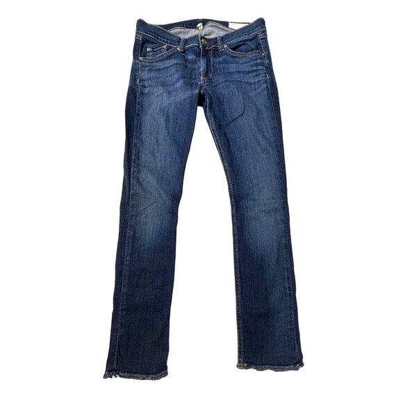 Rag & Bone Capri Jeans Women's Size 29 Distressed Raw Hem Blue Denim - Picture 1 of 11